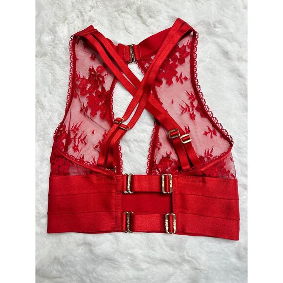 RARE🔥 Honey Birdette LUCILLE❤️ Red Lace Bralette XS - Picture 3 of 4